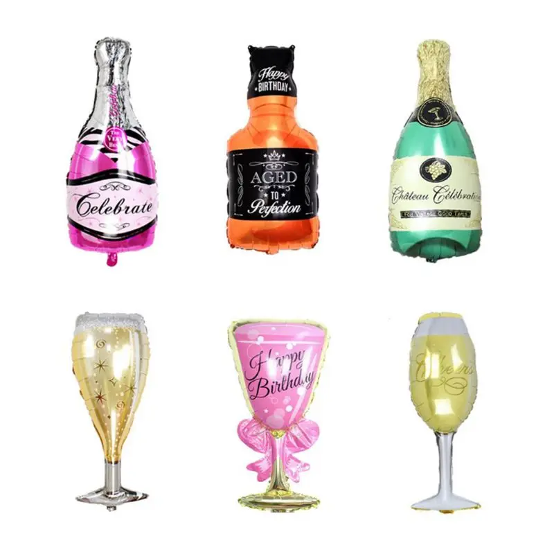 6 упаковок вечерние шарики в виде бутылок шампанского из фольги и бутылки виски в форме декоративных домашних отелей вечерние украшения на юбилей