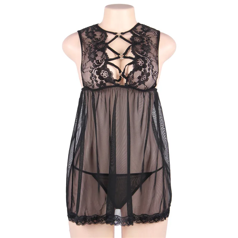 Ohyeahlady Лоскутная Ночная одежда для сна Babydoll без рукавов экзотическое кружевное белье Feminina Сетка открытый прозрачный чарующий RJ80885