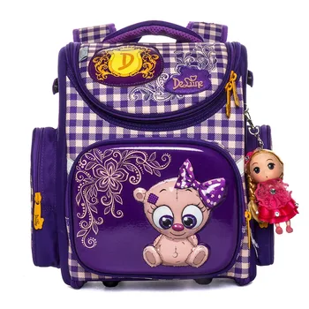 

Delune Brand 1-3 grade 3D orthopedic school bags for Girls EVA Folded Children Primary satchel School Backpacks Mochila Infantil