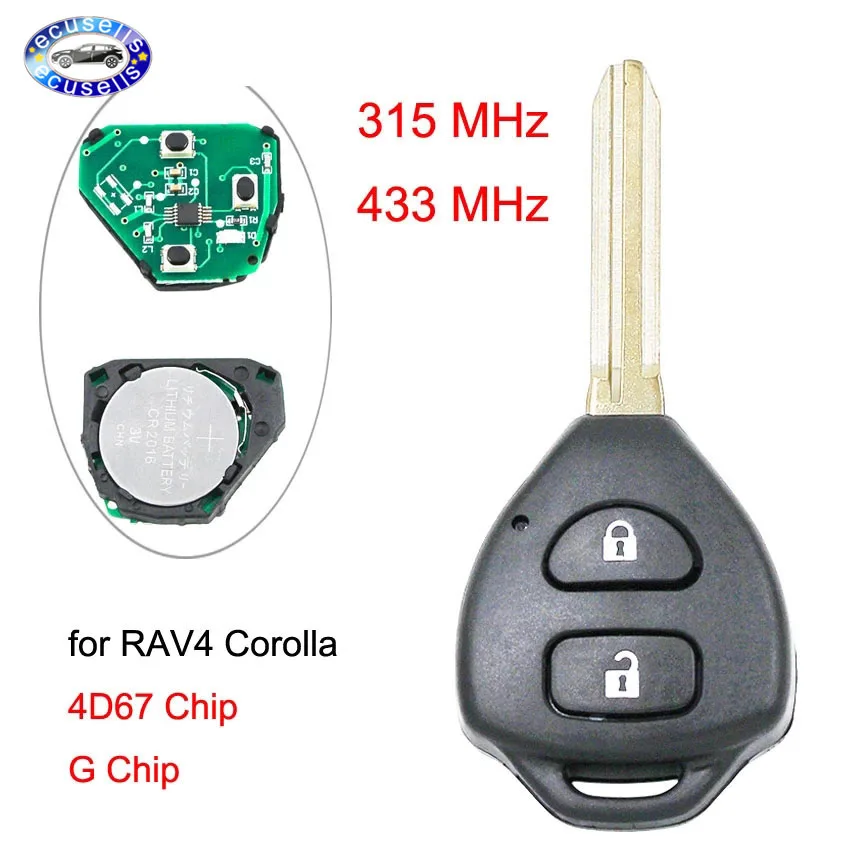 Пульт дистанционного управления для Toyota Corolla RAV4 2006-2010 315/433 МГц с чипом G/4D67 внутри