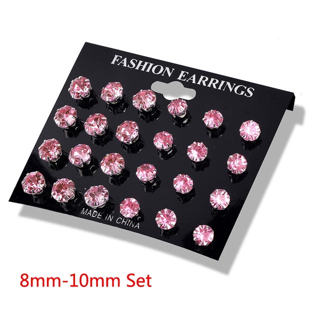 12 Pair/Pack White Shiny Wedding Stud Earrings Set For Women Men Crystal Jewelry Accessories Oorbellen Jewelry Earrings