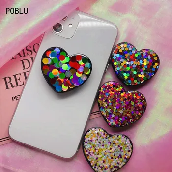 

POBLU Multicolor Heart Phone Holder Stand Finger Ring Universal Mobile Phone Holder Airbag Bracket for iPhone XS XR for Samsung
