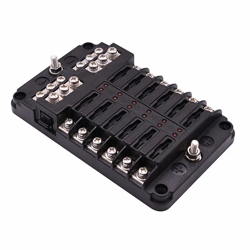 OHANEE 12v 32v Fuse Box Holder Splitter M5 Stud With Led Indicator Light 6 Ways12 Ways Blade For Auto Car Boat Marine Trike