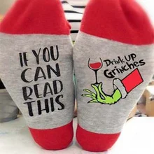 1pairs Christmas Socks IF YOU CAN READ THIS Grink UP GRINCHES Socks Women Men Autumn Winter Funny Short Socks XMAS Gifts