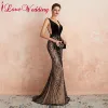 Formal Dress Sexy V Neck Black Lace Evening Dress Sleeveless Trumpet Velour Evening Party Gown ► Photo 3/6