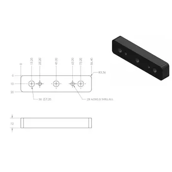 

Black Durable Aluminum Block Three Nozzle Extruder Throat Fixing Block for 3D Printer Parts Accessories