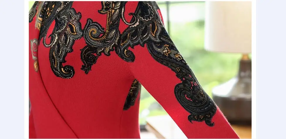 Plus Size 4XL Women's Autumn Winter floral Sweaters Pullovers Warm Bottoming V-neck knit Sweater Tops