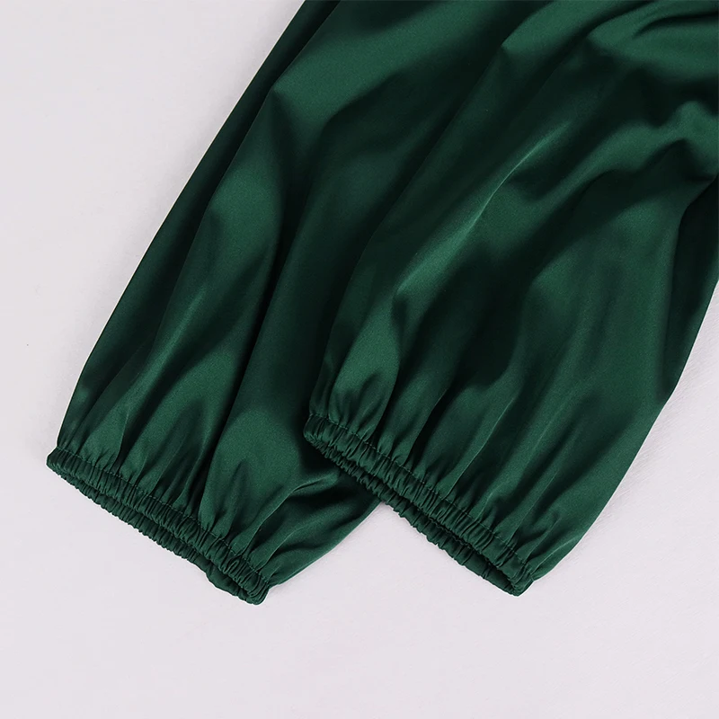 NewAsia Two Piece Skirt Set Lantern Sleeve V Neck Crop Top Ruched Midi Skirt Elastic Sexy Party Outfits For Women Matching Sets