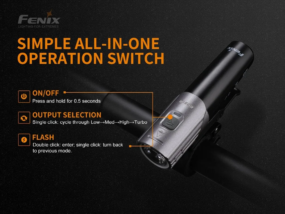 Fenix BC21R V2.0 LED 1000 lumens rechargeable lightweight bicycle light Rechargeable Bike Light with 2600mAh battery