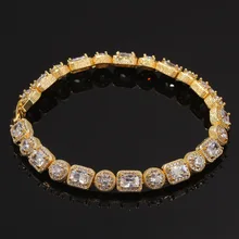 Хип-хоп 8 мм Теннисный браслет-цепочка Iced Out Full CZ Bling мужской браслет-цепочка в цепочках хип-хоп Уличный рок-рэпер Ювелирные изделия Подарки