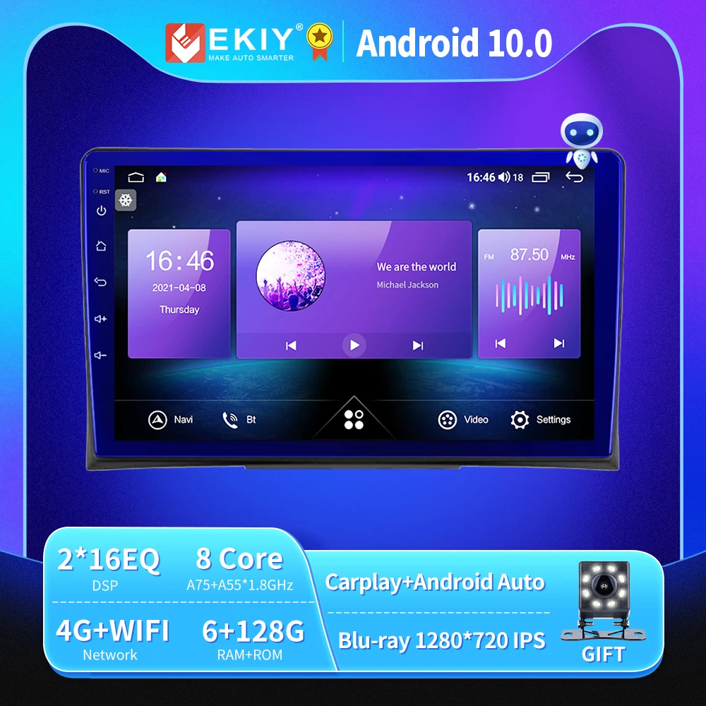 EKIY 6 + 128G 8 ядер Авторадио Android 10 для Volkswagen VW Multivan T5 2003-2015 автомобильное радио