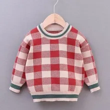 Baby Boy Sweaters Newest Autumn Winter Long Sleeve Plaids Tops New Fashion Toddler Kids Boys Shirt 1-6T