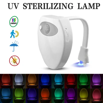 

Motion Sensor Toilet Sterilizer Light 16 Color Motion Night Light For Toilet Bathroom Toilet UV Sterilization Air Freshener Lamp