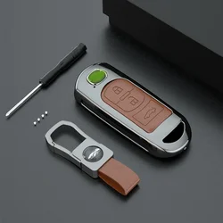 Alloy Leather Remote Car Key Fob Case Cover for Mazda 2 3 5 6 Axela Atenza CX-5 CX-7 CX-8 CX-9 Demio MX-5 Holder Shell Keychain