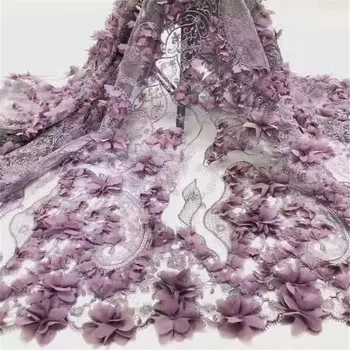 

Nigerian Lace Fabric 2020 High Quality Lace 3d Lace Fabric Wedding White African With Sequins Nigerian French Lace Fabric SL16