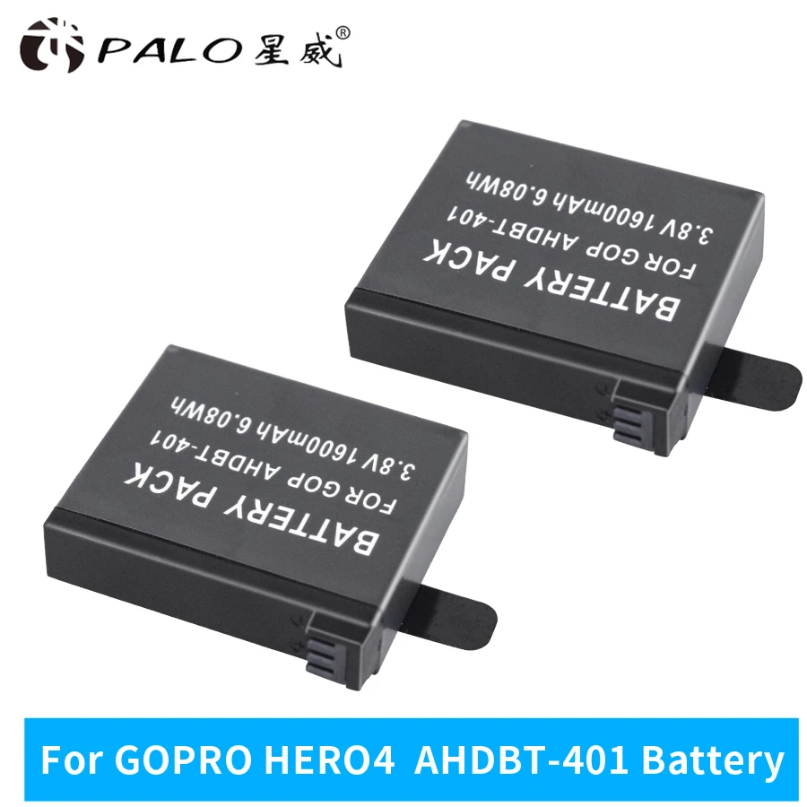 1 4 шт. 100% оригинальный 2 3 8 в 1600 мАч перезаряжаемая батарея для GoPro HERO4 аксессуары