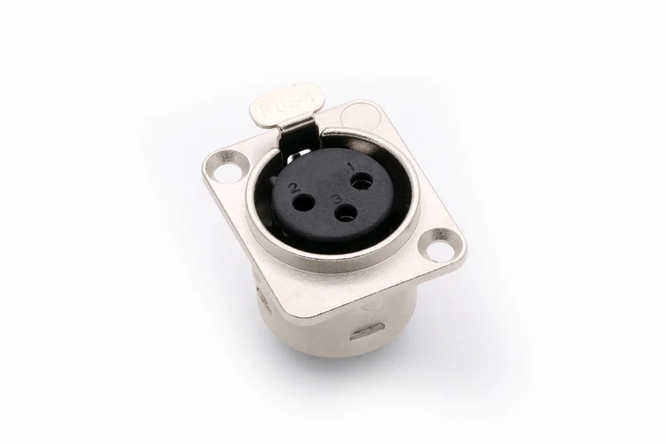 conector de metal para conector de pinos xlr de com conector de microfone soquete de painel