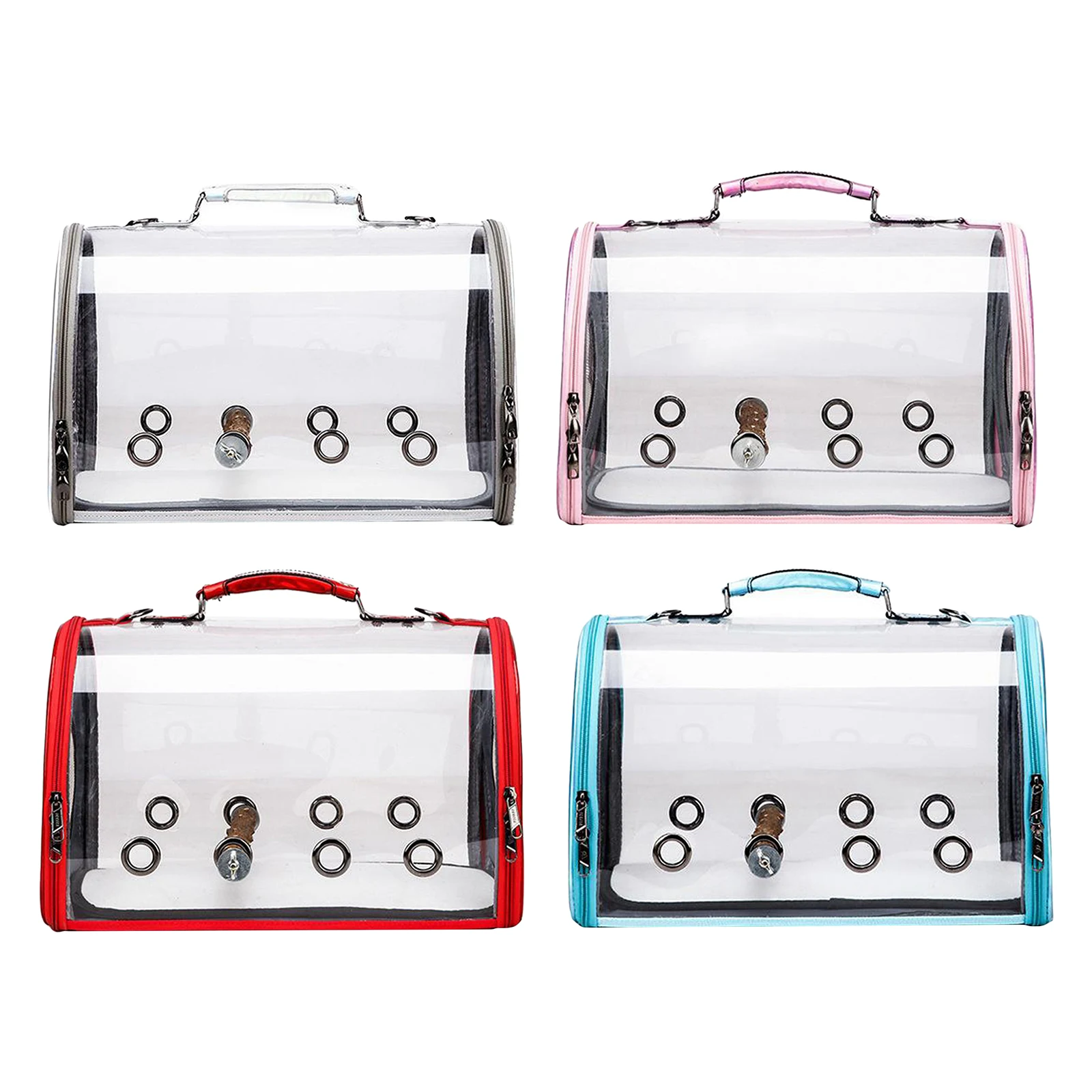 Bird Clear Travel Cage Breathable Parrots Cat Transparent Carrying Case Handbag Zipper Handbag with Insert Rod for Small Animals