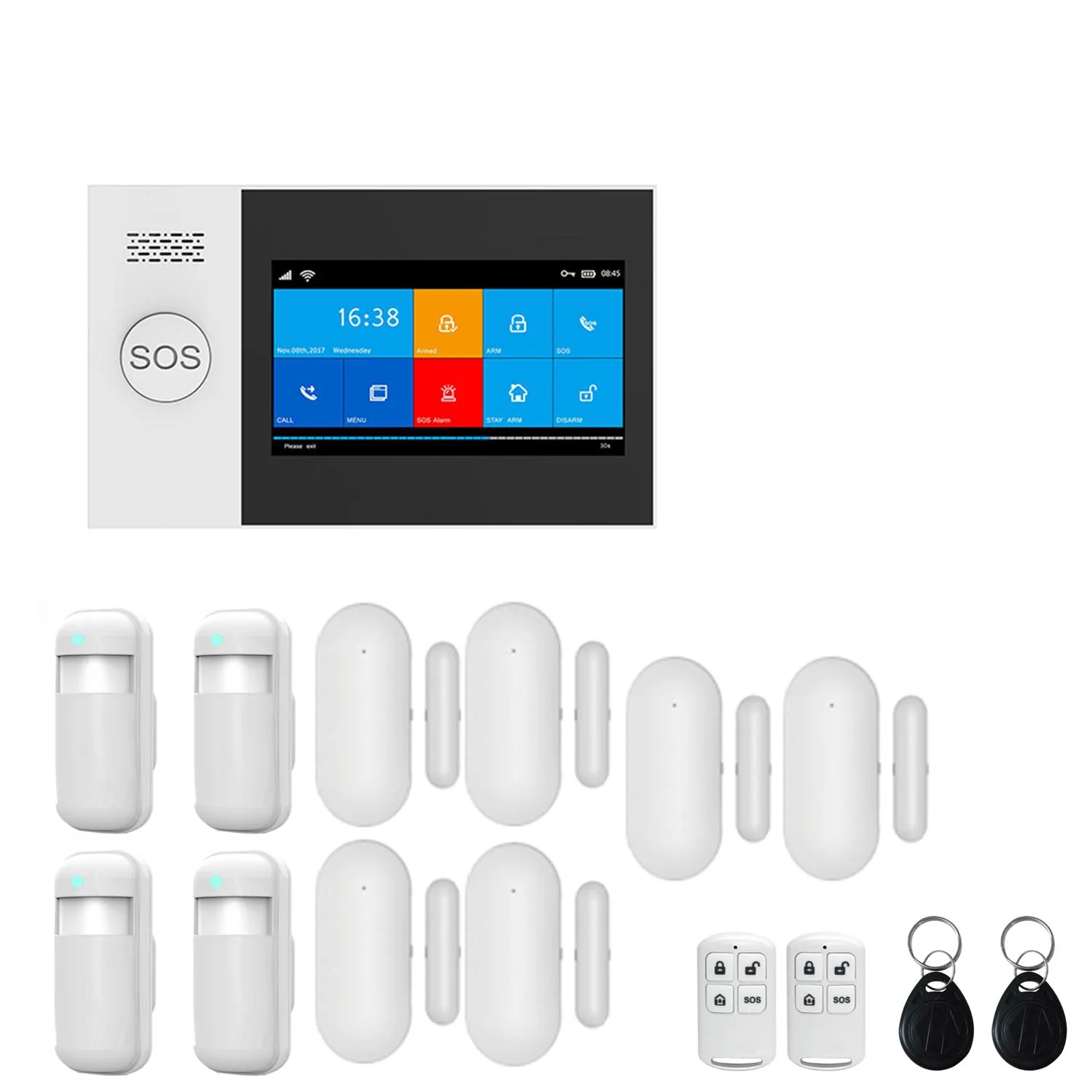 Kit 11 WiFi GSM GPRS приложение Tuya интеллектуальная домашняя сигнализация с дистанционным управлением 4,3 дюймов сенсорный экран Солнечный инфракрасный датчик луча на выбор - Цвет: Kit 11