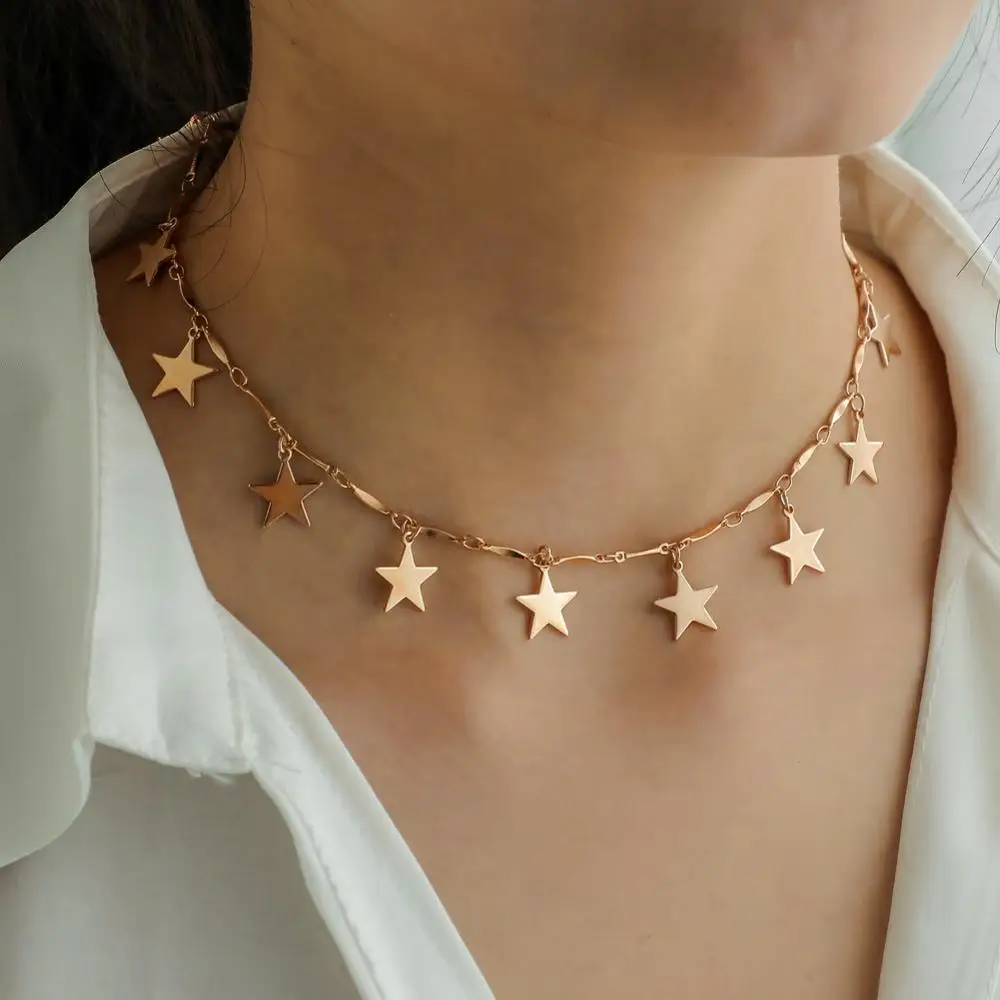 

Bohemia Tassel Star Choker Necklace Simple Fashion Link Chain Stars Clavicle Necklaces Pendants Women Girls Jewelry