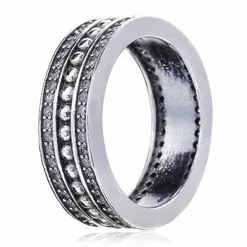 

Authentic 925 Sterling Silver Ring Vintage Forever Statement With Crystal Ring For Women Wedding Party Gift Fine Jewelry