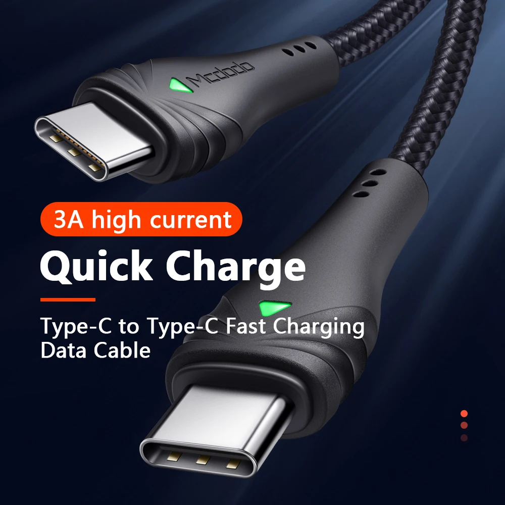 MCDODO 60W 3A Быстрый PD type C для type-C кабель для передачи данных Быстрая зарядка 4,0 для samsung S9 huawei P20 USB C зарядное устройство для мобильного телефона