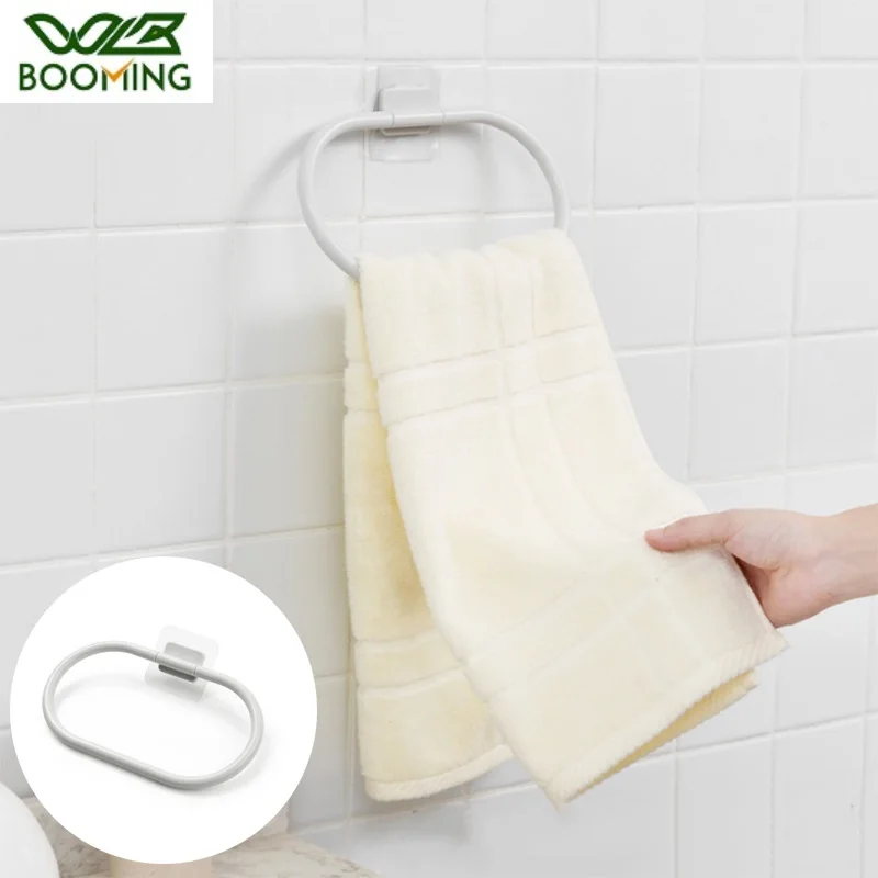 WBBOOMING 30 Degree Angle Towel Bar Bathroom Kitchen Wall-mounted ABS Towel Rack Bathroom Self Adhesive Door Wall Hanging Holder