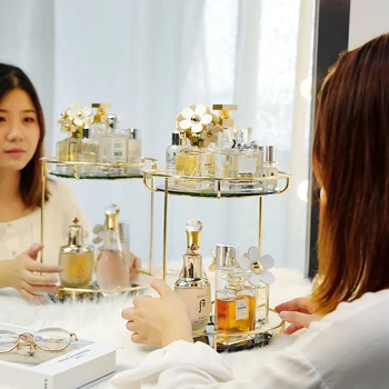 

ANFEI New Arrivals 360 Degrees Rotating Spinning Perfume Bottle Box Gold Detachable Spinning Brand Perfume Bottle box holder box