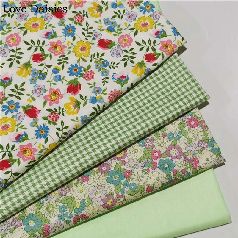 

100% Cotton Pastoral BEIGE Red Yellow color Purplew Green Small Flower Floral Fabric DIY for Sheet Apparel Dress Blouse Decor