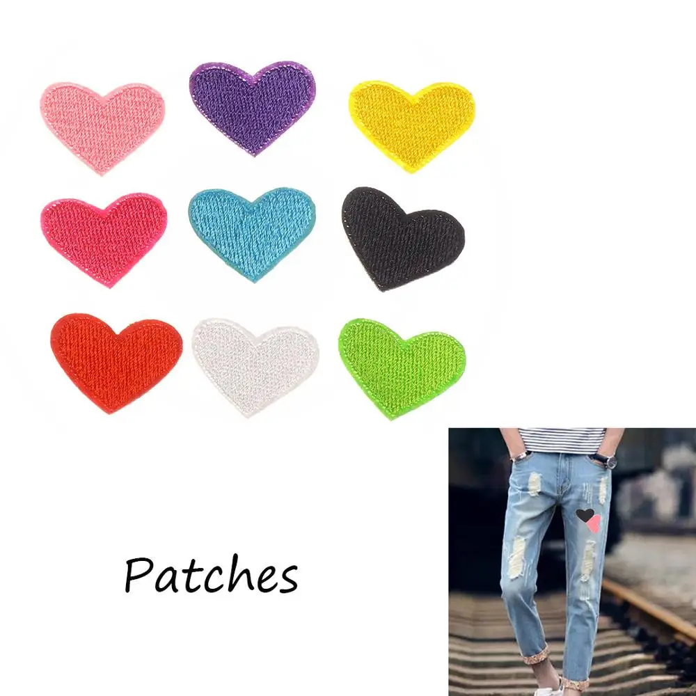 

20 Pcs DIY Accessories Love Heart Clothes Sticker Iron On Patch Sewing On Embroidered Fabric DIY Badge Appliques 2.6*2cm