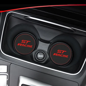 

1pcs Car Cup Holder Mat Leather Water Coaster Decoration For Ford ST RACING focus 2 focus 3 Fiesta Car Styling Accessories
