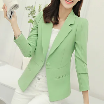 

Spring women's blazer, black, white, office, women's long sleeve jacket, 2020, fashionable work jacket with one button