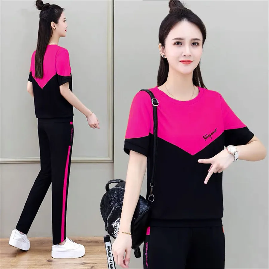 Mode Trainingspak Vrouwen Plus Size 3XL Casual Korte Mouw Top +  Joggingbroek Pak Tweedelige Set Straat Sportkleding|Sets voor dames| -  AliExpress