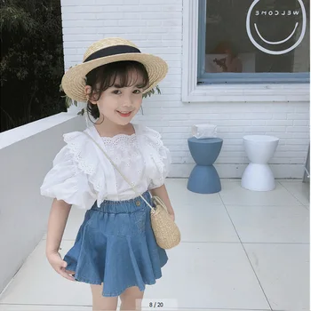 

2020 new summer item girl fashion suit including short sleeve top+skirt 2pcs per set