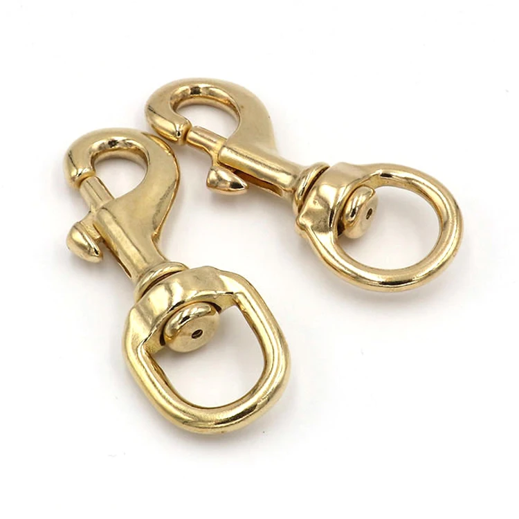 Pure Copper Dog Buckle Safety Hook Vest Large Pet Hook Large Dog Traction Hook Hardware Leather Bag Accessories 012 Brass Rings