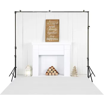 

HUAYI Brown Wooden Sign White Panited fireplace With Retro Wooden Wall Background Backdrop For Studio Photo Booth Props W-4311
