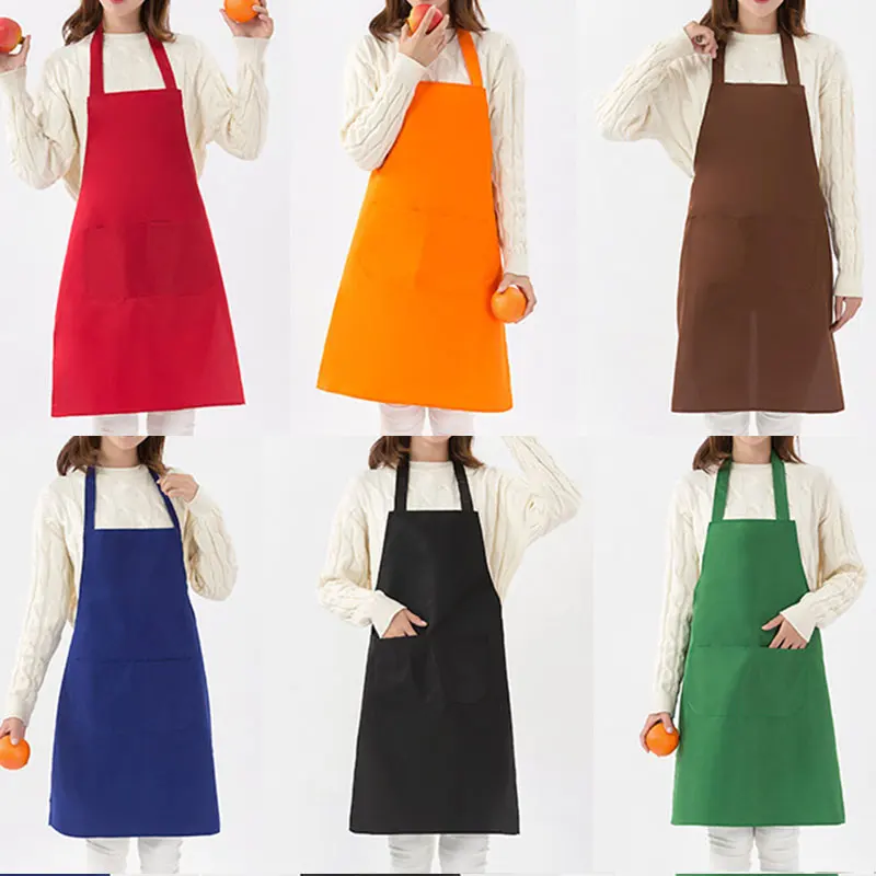 

Restaurant Apron Solid Color Polyester Kitchen Cooking Adjustable Apron Women Men Kitchen Restaurant Chef Classic Cooking