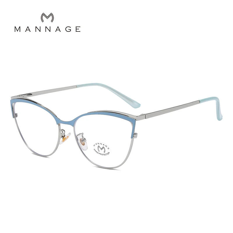 Double Color Metal Cat Eye Glasses Frames Men Women Optical Computer Glasses Fashion Accessories reading glasses with blue light filter Blue Light Blocking Glasses