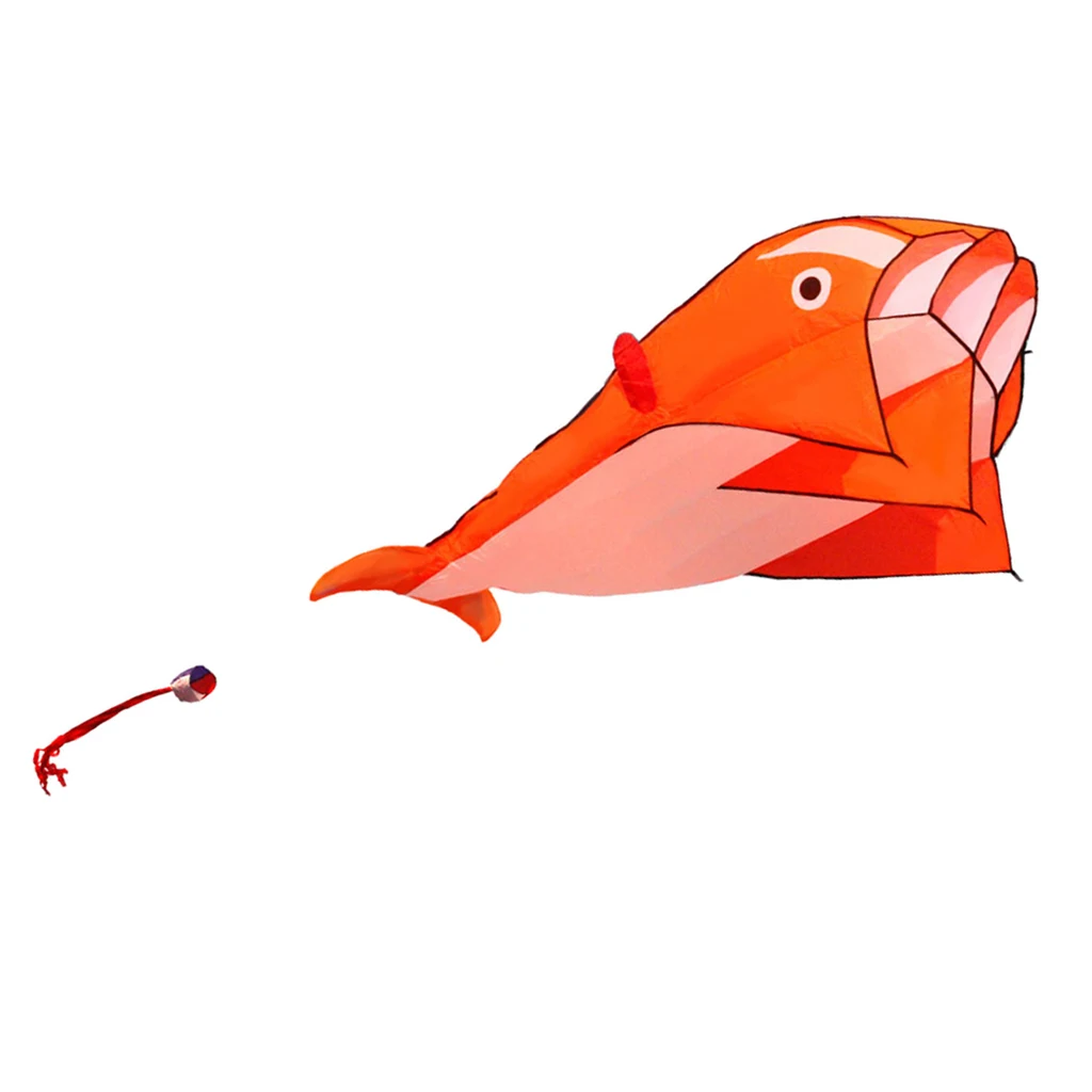 85inch Orange Dolphin Frameless Soft Parafoil Kite For Kids & Adults Park Beach Play