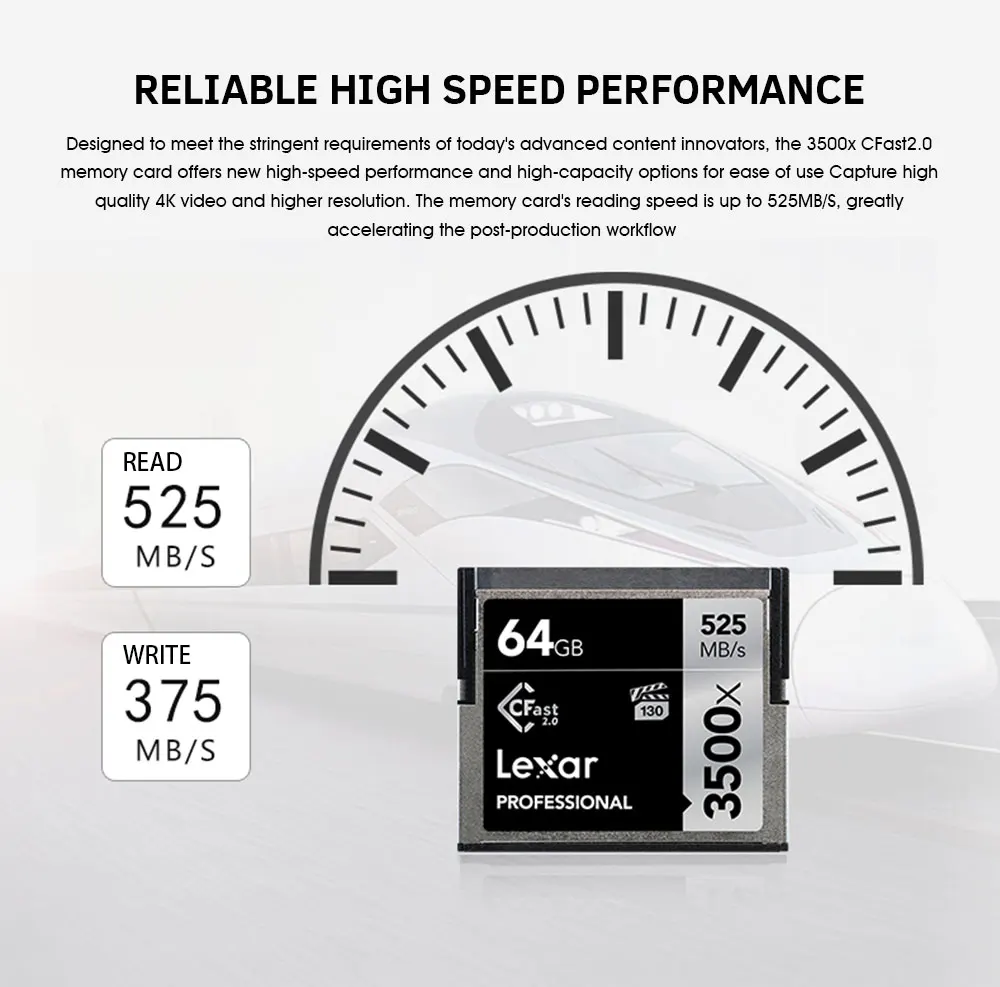 Оригинальные оригинальные карты памяти Lexar 3500X, sd-карта, 64 ГБ, Cfast 2,0, cf-карта, 128 ГБ, высокая скорость до 525 м/с, профессиональная камера
