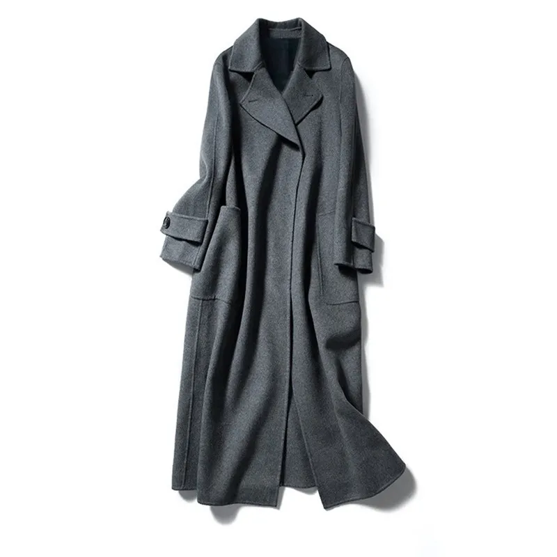 Высокое качество, Осень-зима, шерстяное пальто большого размера для женщин, удлиненная верхняя одежда, элегантная женская Свободная шерстяная куртка большого размера 5XL, G730