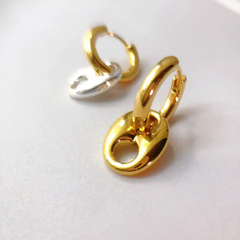 gold plated colour fashion trendy handmade jewelry accessories 2pcs Pig nose oval brass enamel connect attachment