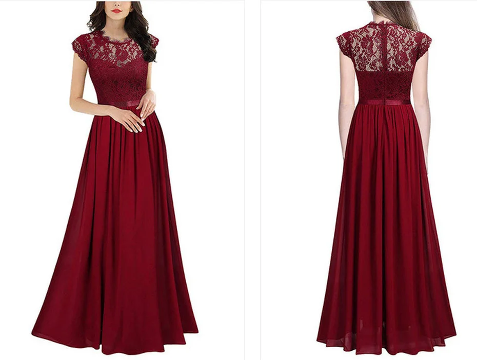 Bridesmaid Dresses Women Ball Sexy Prom Long Dress Sleeveless Lace Burgundy Bridesmaid Dresses Vestidos De Fiesta De Noche
