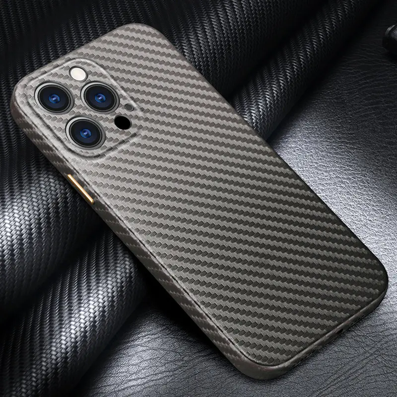 Amstar High-end Leather Carbon Fiber Pattern Phone Case for iPhone 13 Pro Max Camera Wrapped Handmade Phone 13 Mini Cover Case best iphone 11 Pro Max case