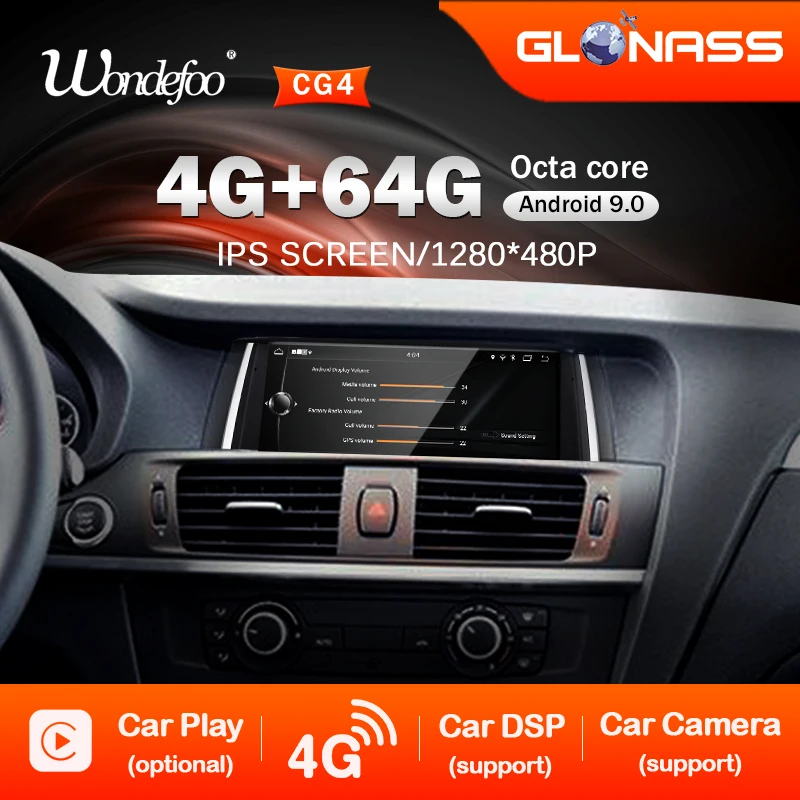 

64G IPS Android 9.0/7.1 Car Radio GPS for BMW BMW X3 F25 X4 F26 2011-2017 NBT CIC System Glonass Navigation Stereos no DVD Unit