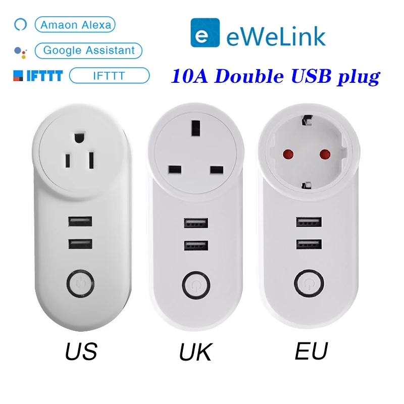 

Smart Plug USB Wifi Smart Socket Outlet EU US UK Plug Works With Google Home Mini Assistant Alexa IFTTT eWeLink
