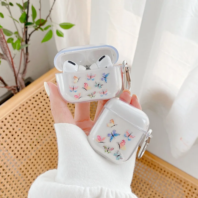 

Butterfly earphone case for Airpods Pro cases clear silicone soft headphone cover for airpod 3 2 1 color butterflies hook up bag