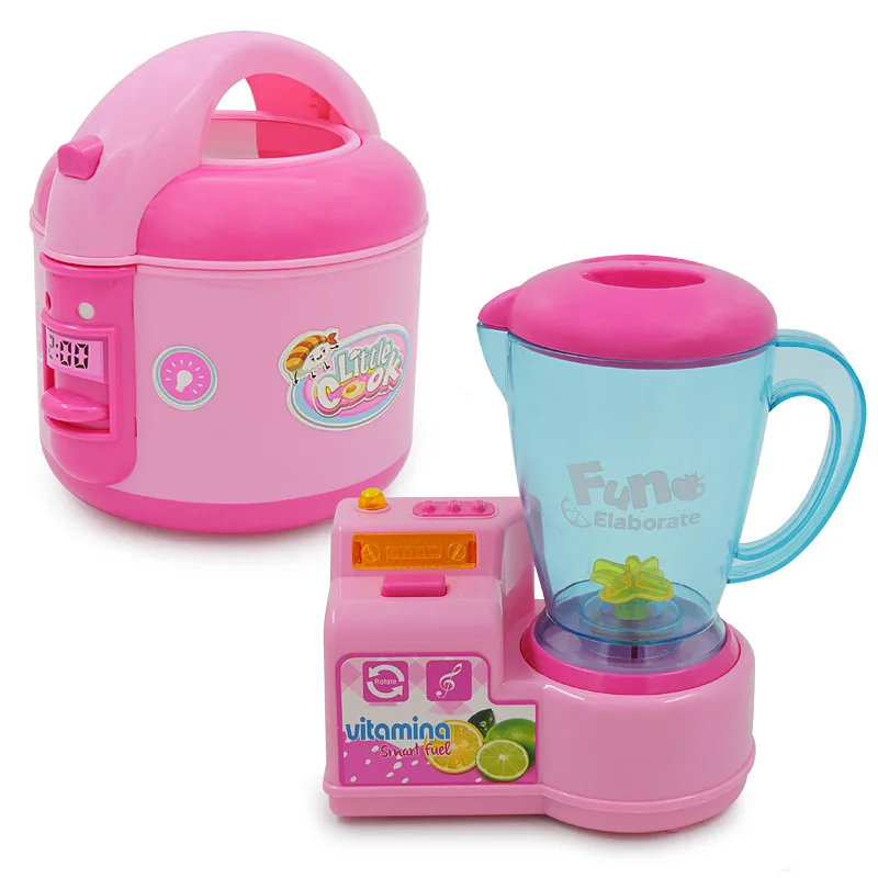 

Mini Play House Plastic Model Music Kitchen Electric Smart Rice Cooker Multi-functional Smart Fruit Juicer