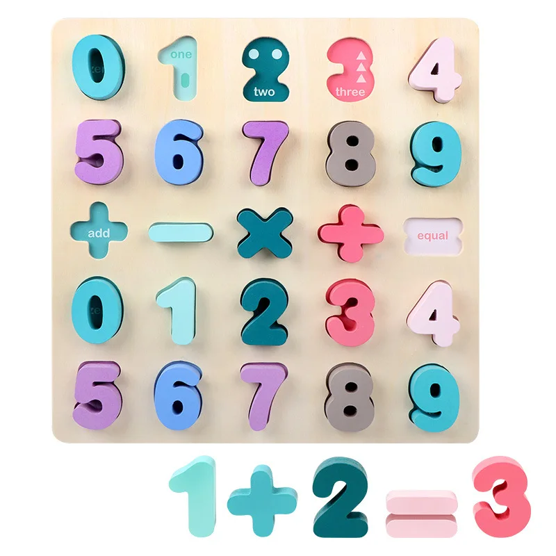 

Wooden with Numbers Lettered Children Shape Cognitive Clutch Plate Baby Jigsaw Puzzle Early Childhood Toy