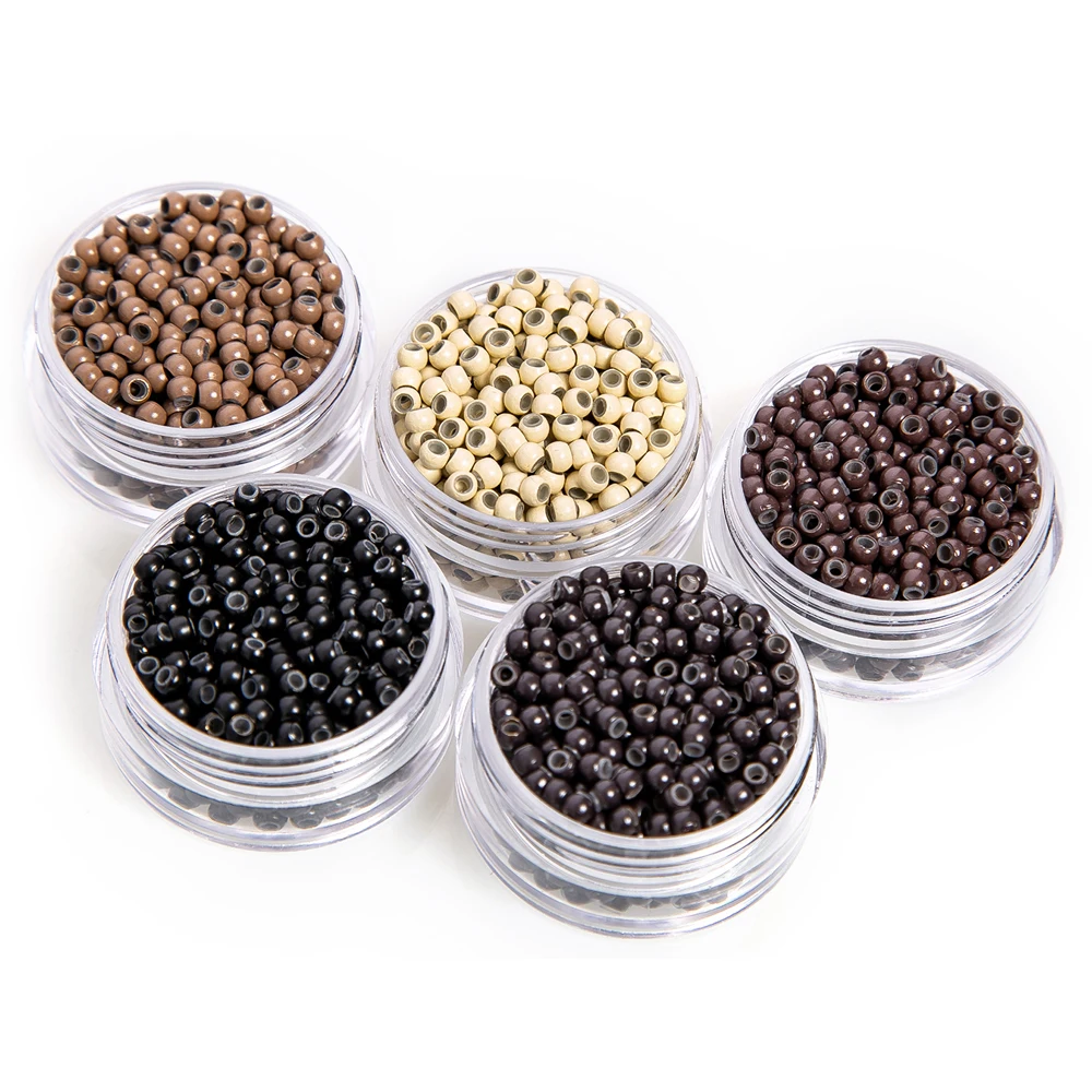 500 PCS Nano Silicone Lined Micro Rings Links Beads for I Tip Human Hair Extensions 3.0x1.8x2.2 mm(Light Brown)